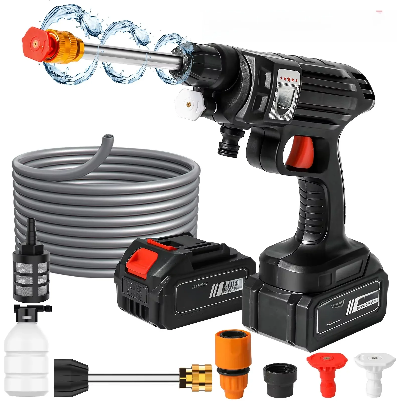 Akumulatorowy pistolet myjący 30000mAh, bezprzewodowy generator piany wysokociśnieniowej 1500W 30Bar, pistolet do mycia samochodów, domu i ogrodu, urządzenie do czyszczenia.