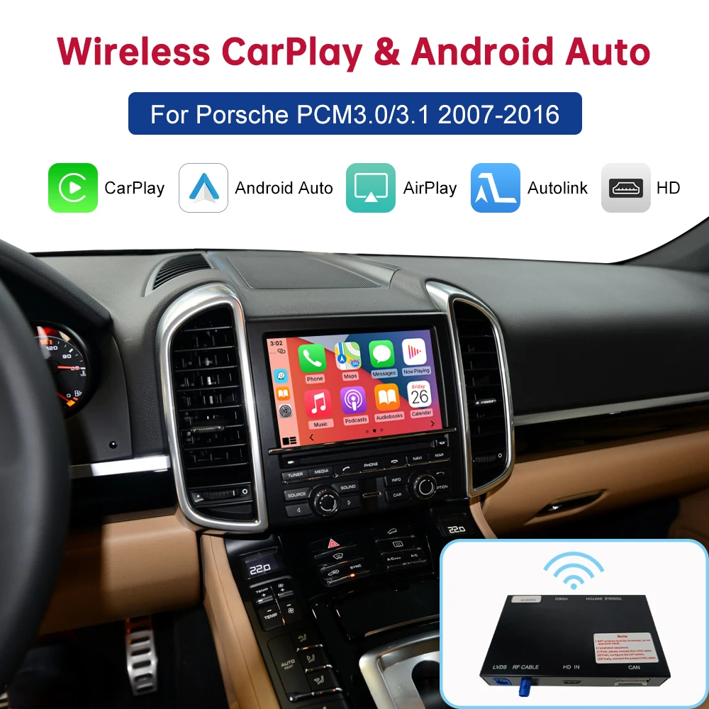 Bezprzewodowe Android Auto dla Porsche Panamera New Energy Macan Cayenne 911 Cayman Boxster PCM 3.1/3.0 Carplay Mirror Link AirPlay