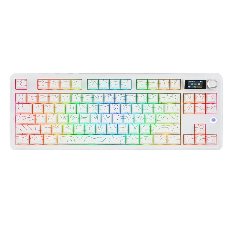 AJAZZ AK870 V2 TKL klawiatura mechaniczna z łożyskami, bezprzewodowa klawiatura gamingowa BT5.0/2.4GHz/USB-C, z baterią 1000mAh, re
