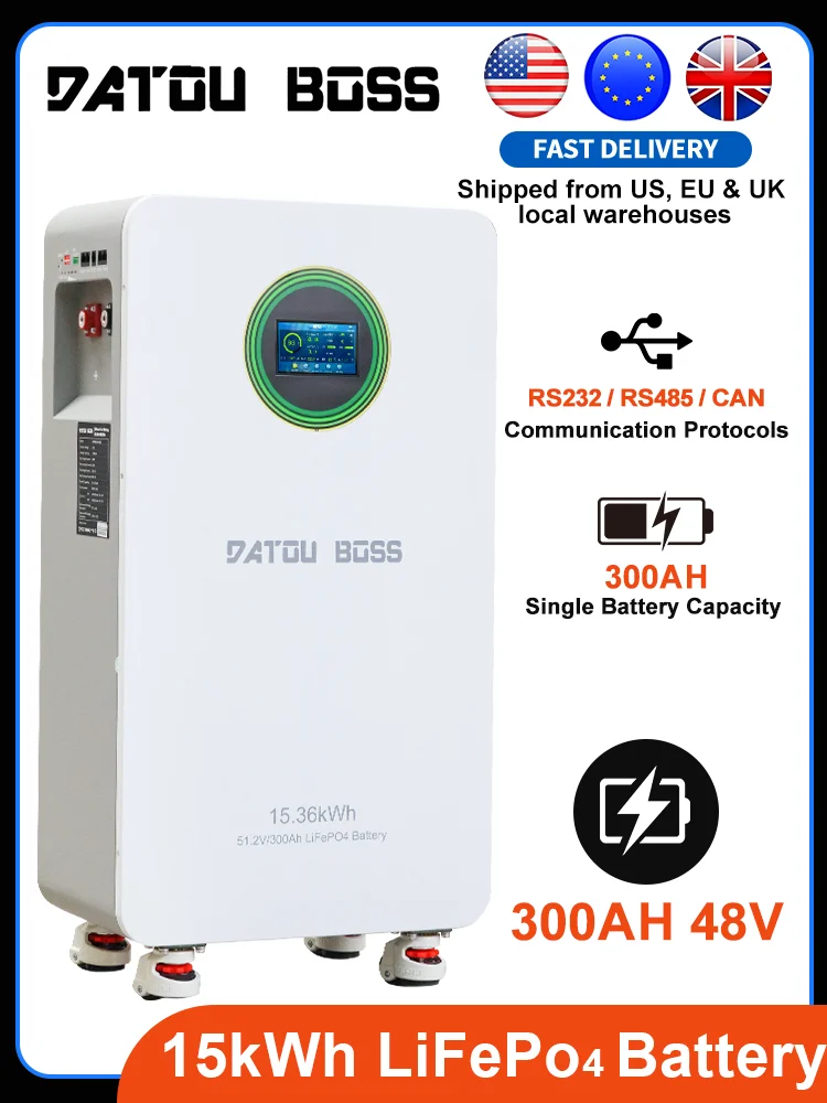 Akumulator DATOUBOSS 15 kWh LiFePO4 300 Ah 48 V 8000 cykli z ekranem dotykowym, wyjmowany akumulator LiFePO4 Datouboss do użytku w kamperach DT-48V-15KWh