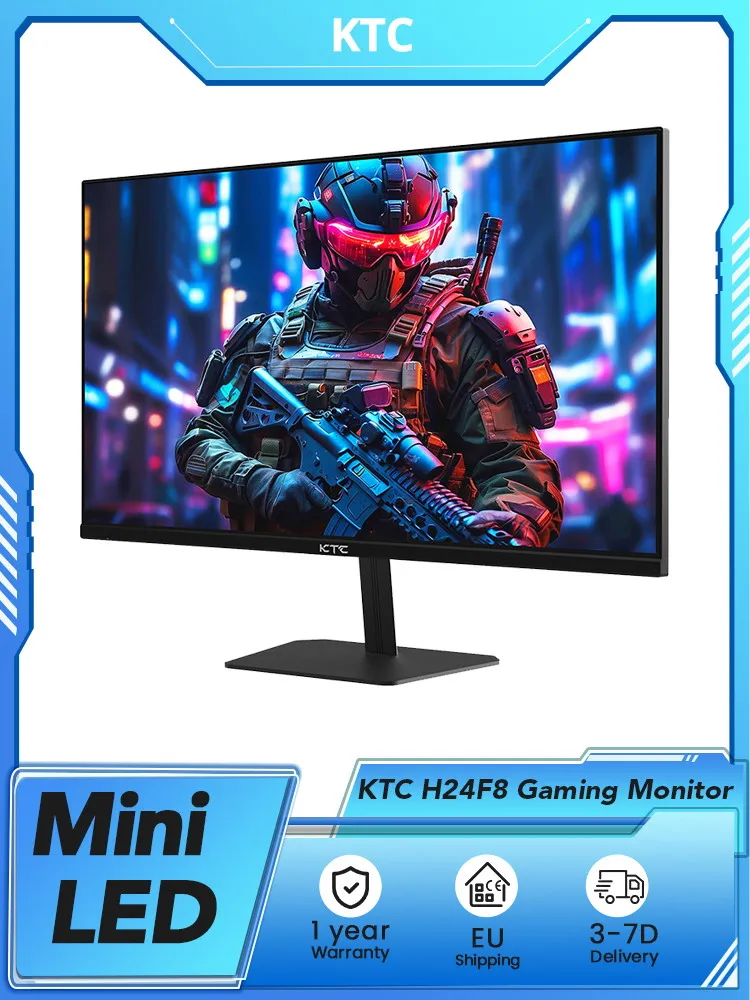 Monitor do gier KTC H24F8, 23,8'' 1920*1080 16:9 Ekran IPS Fast 180 Hz Czas reakcji 1 ms Przełożenie kontrastowe 1000:1 HDR10 Mocowanie VESA