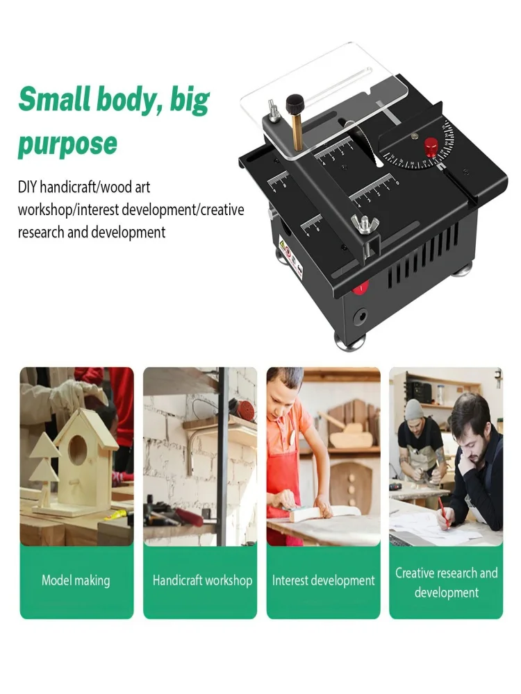 Mini piła stołowa 100W, 6000 obr./min, mała elektryczna piła stołowa do obróbki drewna, ręcznie robiona, DIY, hobby, modelarstwo, maszyna do cięcia, narzędzie z ostrzem 16mm.