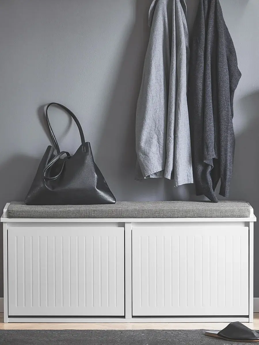 SoBuy FSR98-XL Szafka na buty typu dump truck z 2 klapkami, ławka na buty z poduszką siedziskową, komoda na buty, ławka BHT ok. 100x46x26cm