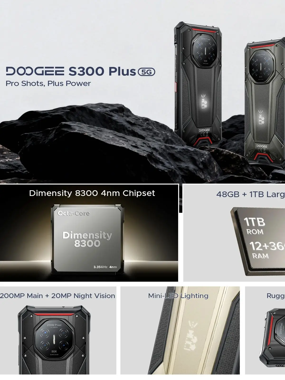 DOOGEE S300 Plus 5G Wytrzymały Telefon 6.78