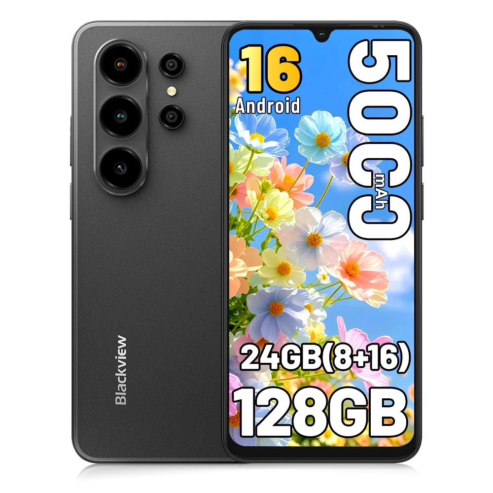 BLACKVIEW [Bez ładowarki UE] Smartfon WAVE 10, 24GB (8+16) + 128GB, częstotliwość odświeżania 120Hz, Android 16, bateria 5000mAh, 6,88-calowy wyświetlacz HD+ IPS, Dual SIM, aparaty 32MP + 13MP Pomarańczowy