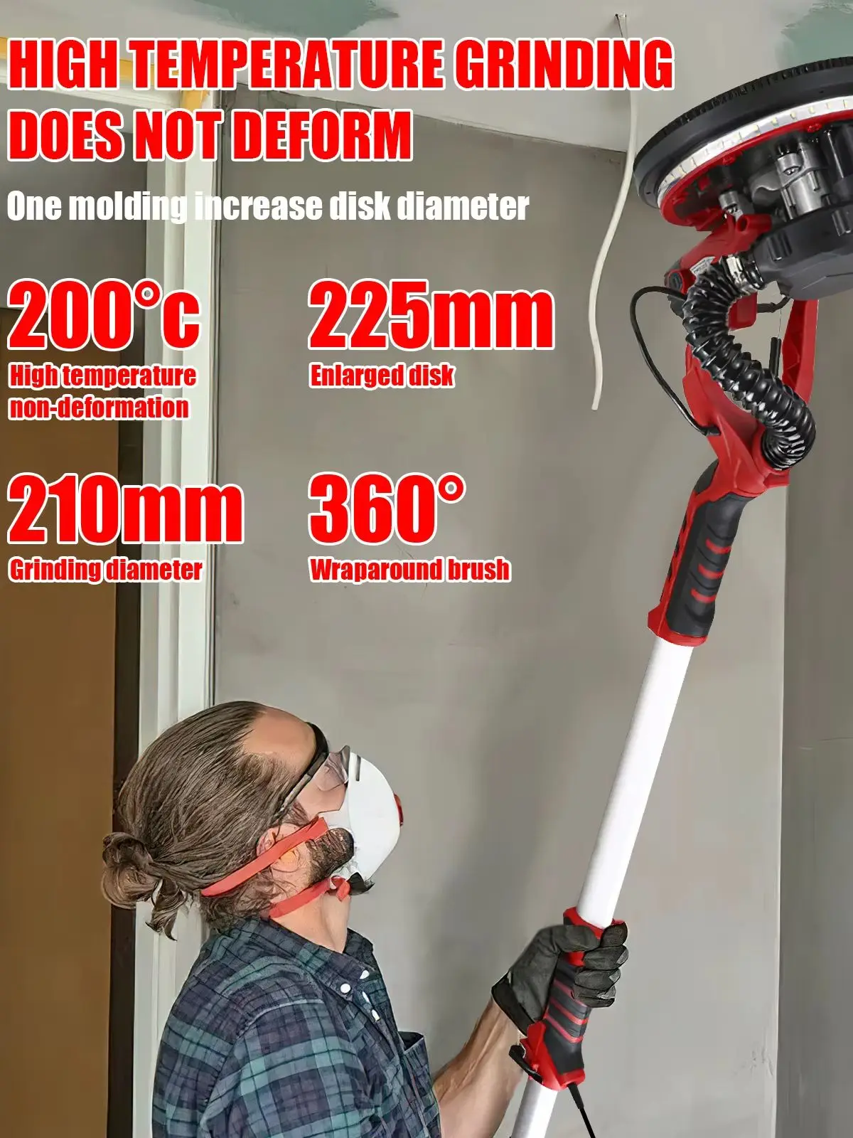 OWJHE 1390W Elektryczna szlifierka do płyt gipsowo-kartonowych z regulacją prędkości i samozasysającym uchwytem, szlifierka do ścian