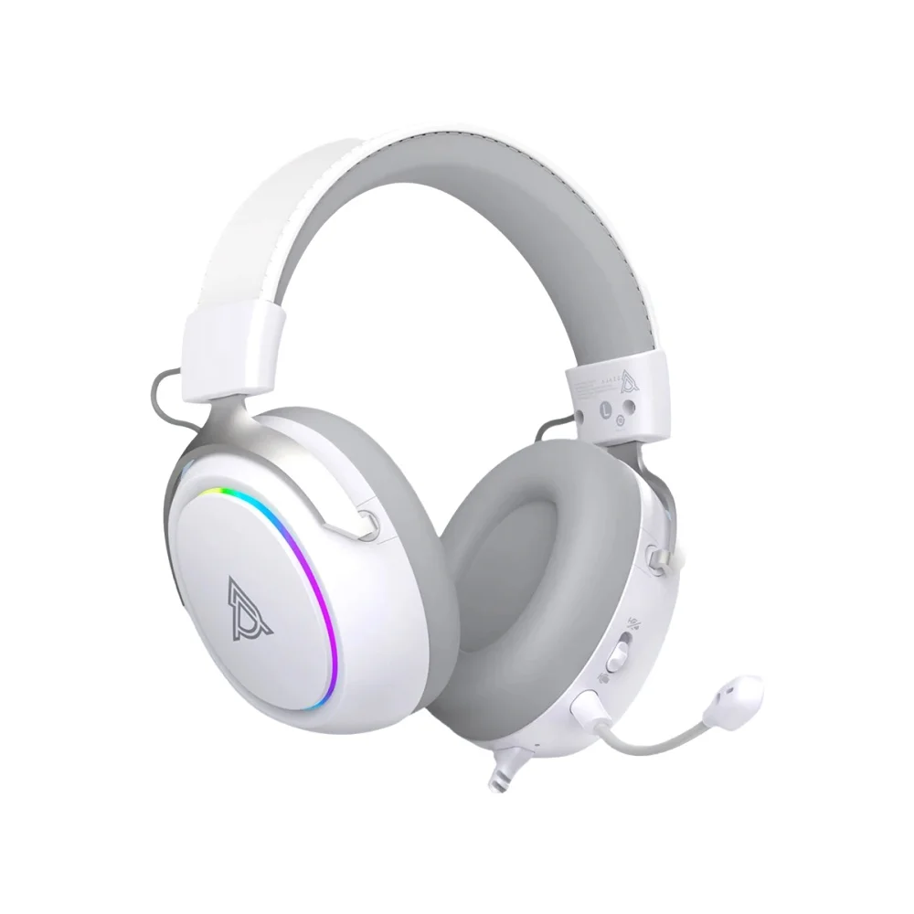 AJAZZ AHW10 Słuchawki przewodowe z redukcją szumów, Bluetooth, nauszne, z mikrofonem do wszechkierunkowego pozycjonowania dźwięku, połączenie przewodowe, Plug and Play Światło RGB z efektem