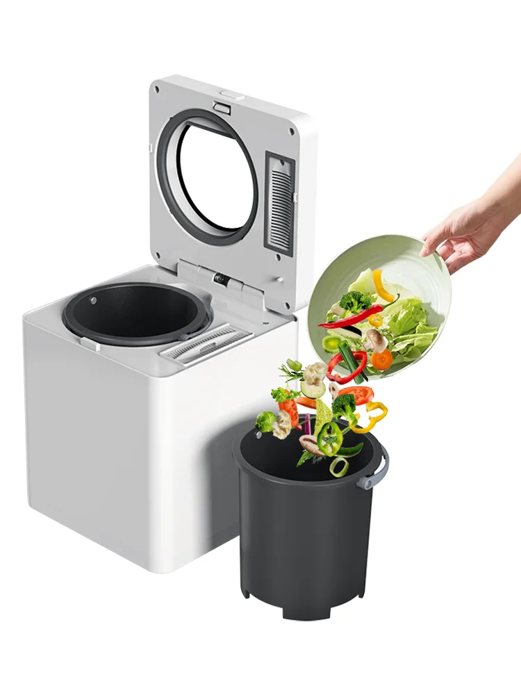 Komposter kuchenny BEECO HQD-260-Plus o pojemności 2,5 l, przekształcający odpady w naturalny nawóz, wbudowany system UVC, blokada przed dziećmi, ekran LCD.