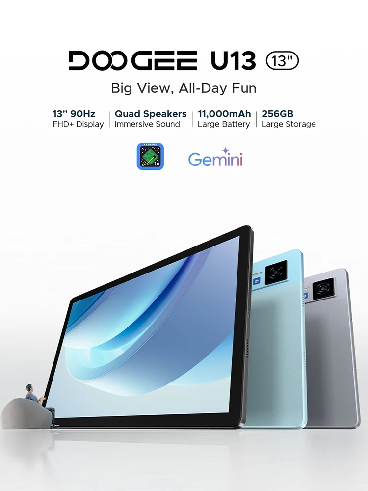 DOOGEE U13 2 w 1 Tablet PC Android 16 13'' Wyświetlacz 32GB(6GB+36GB) 256GB Bateria 11000mAh Cztery Głośniki UNISOC T7280 Widevine L1
