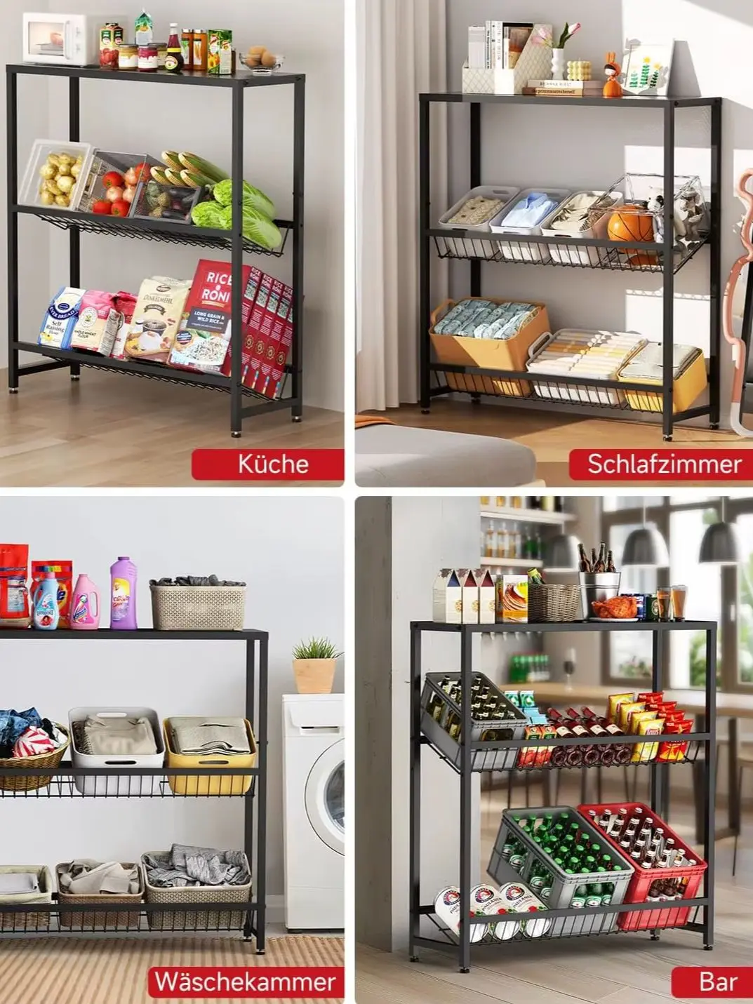 33T X 103W x 113H cm Metalowy regał na puszki z napojami, stojak na puszki z napojami, regał z regulowanymi nóżkami i koszykami, oszczędzający miejsce, półka do przechowywania w piwnicy i garażu,