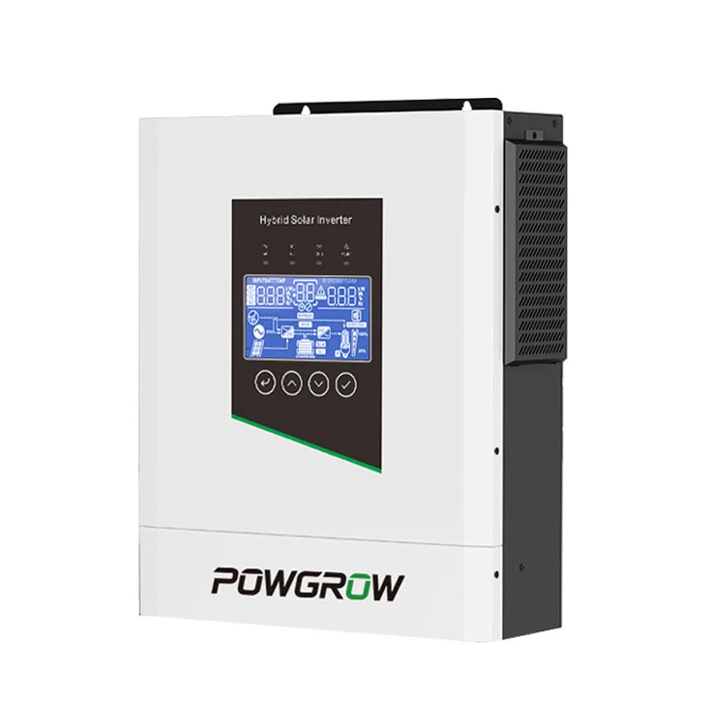 POWGROW 6.5KW 48V Hybrydowy Inwerter Solarny 120A MPPT 220VAC Inversor Wejście PV 450VDC z Pojedynczym Wyjściem, Wbudowane Wifi, Wbudowany BMS