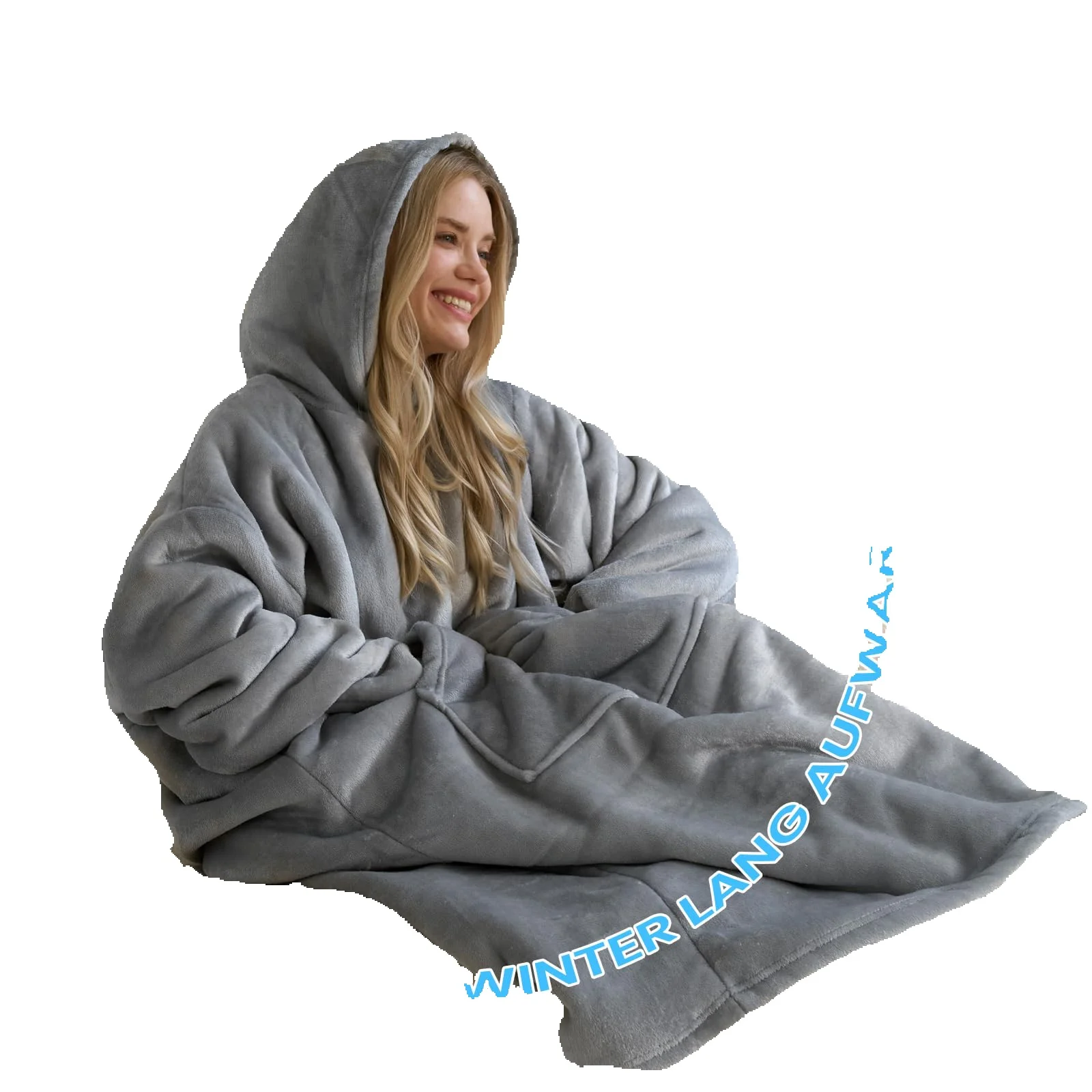 Dobranoc 1/2 Zestaw Sherpa Koc do Przytulania z Rękawami + Bluza z Kapturem Koc do Przytulania z Kieszeniami DLA KOBIET