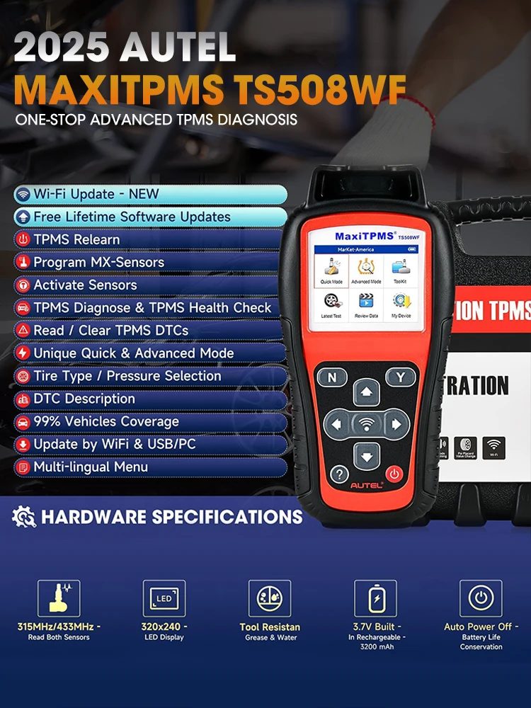 Autel MaxiTPMS TS508WF TS508 narzędzie diagnostyczne TPMS Monitor ciśnienia w oponach TPMS czujniki MX programator aktywuj uwolnienie czujniki TPMS