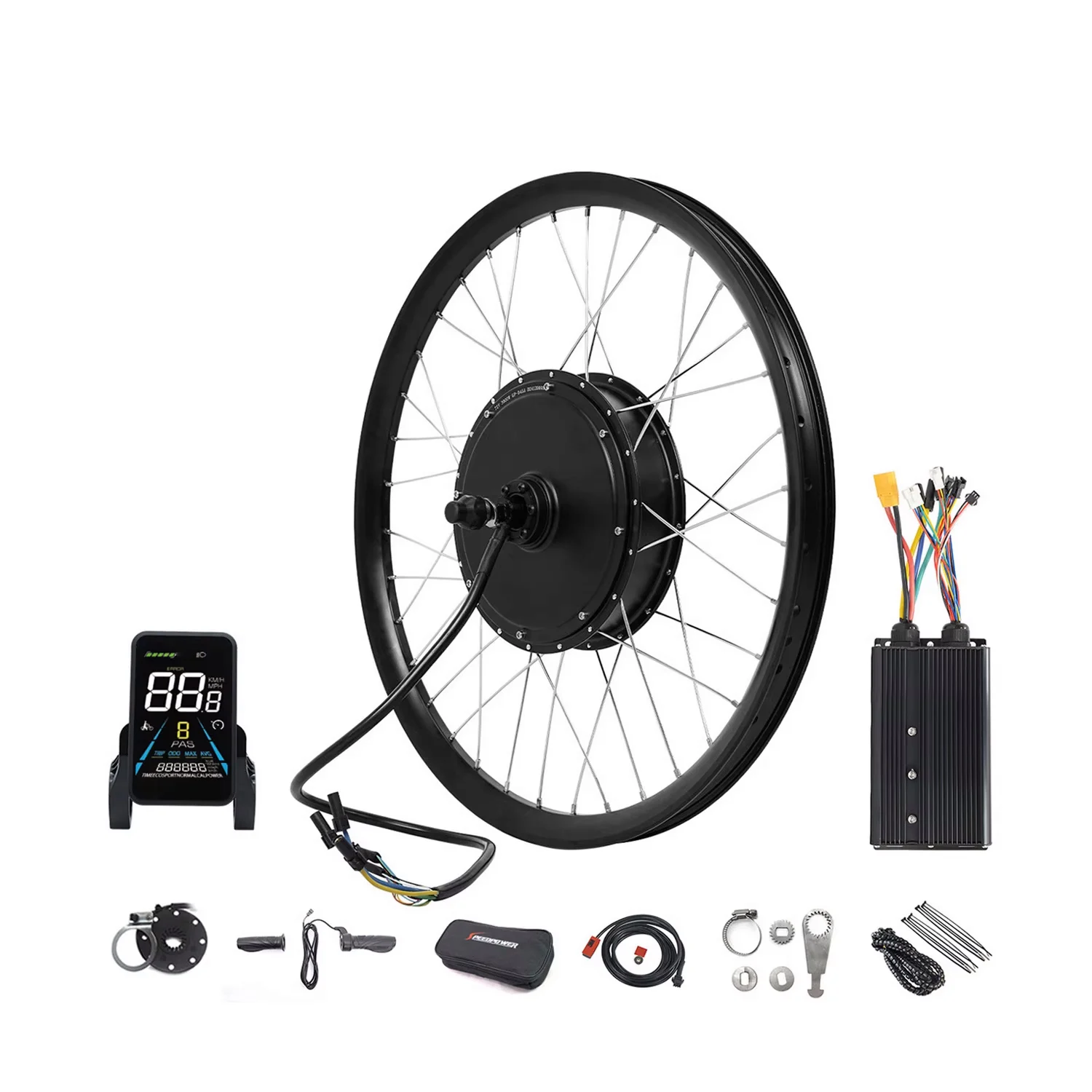 Zestaw do konwersji roweru elektrycznego ESOULBIKE 72V 3000W, silnik w piastie tylnego koła, do rowerów 26-28 cali i 700C.