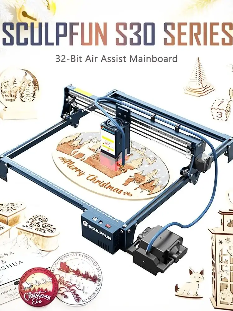 SCULPFUN S30 Pro 10W Laserowa Grawerka i Wycinarka, Płyta Główna 32-bitowa, Obszar Pracy 410x400mm, Automatyczne Wspomaganie Powietrzem, Ogniskowanie Laserowe 0.06x0.08mm