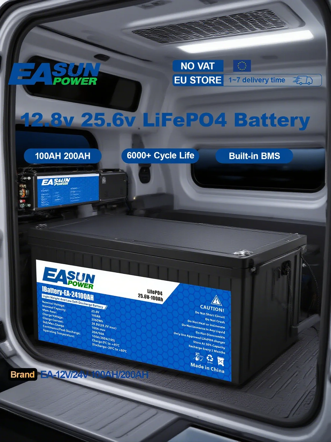Akumulator EASUN 300AH 100AH Lifepo4 12V 24V, pakiet baterii litowo-żelazowo-fosforanowych do systemów solarnych, akumulator litowo-żelazowo-fosforanowy z BMS, klasa A, ponad 6000 cykli ładowania.