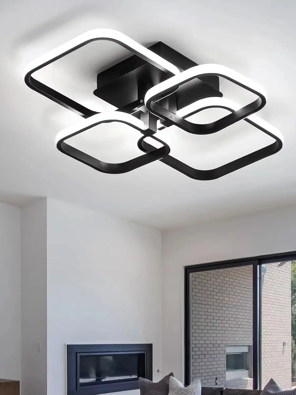 Nowoczesna kwadratowa lampa sufitowa LED 60W Metalowe akrylowe oświetlenie wewnętrzne do sypialni, gabinetu, jadalni, kuchni, zimne białe światło