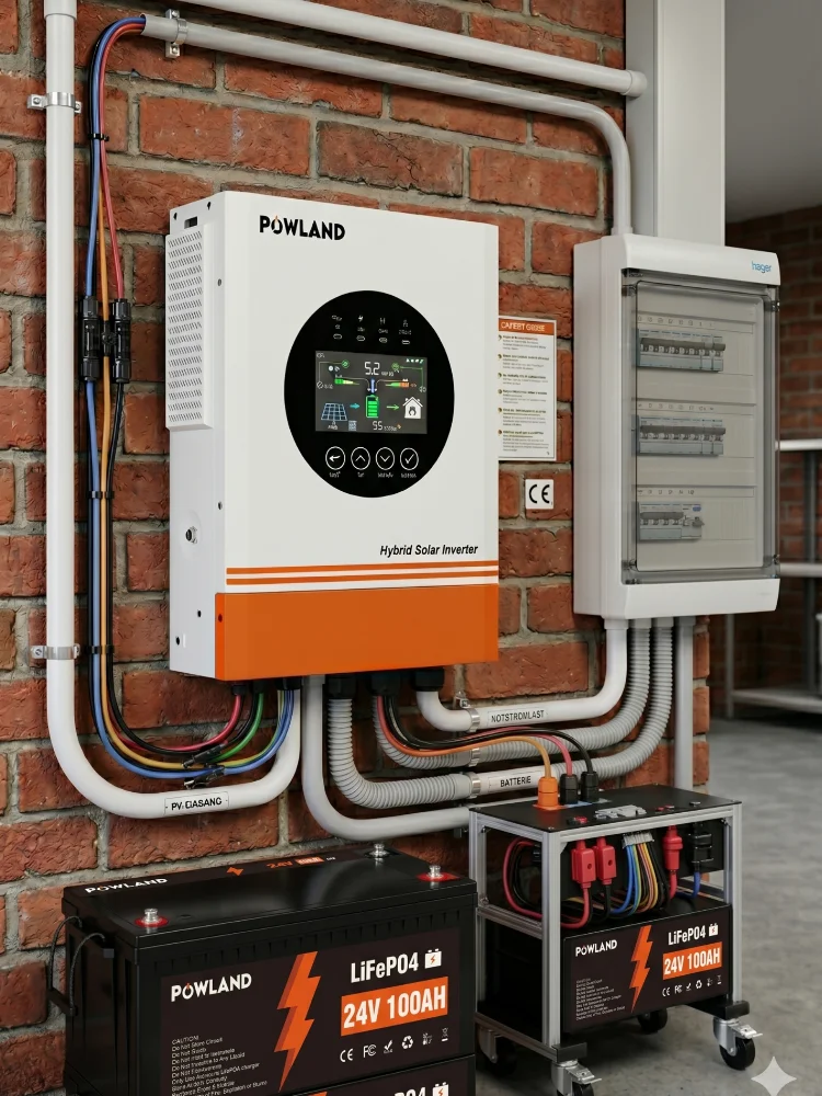 POWLAND 19.5KW 3-fazowy hybrydowy inwerter solarny 48V na 380V 400V z czystą sinusoidą, kontroler ładowania MPPT, obsługa litowych baterii BMS, tryb bezbaterowy