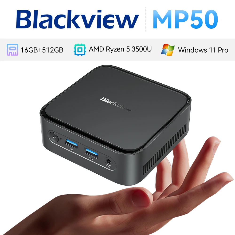 [Wysyłka z Polski] Mini komputer BLACKVIEW MP50, AMD Ryzen 5 3500U, Windows 11 Pro, 16 GB DDR4, 512 GB SSD, komputer mini, Wi-Fi 5.0
