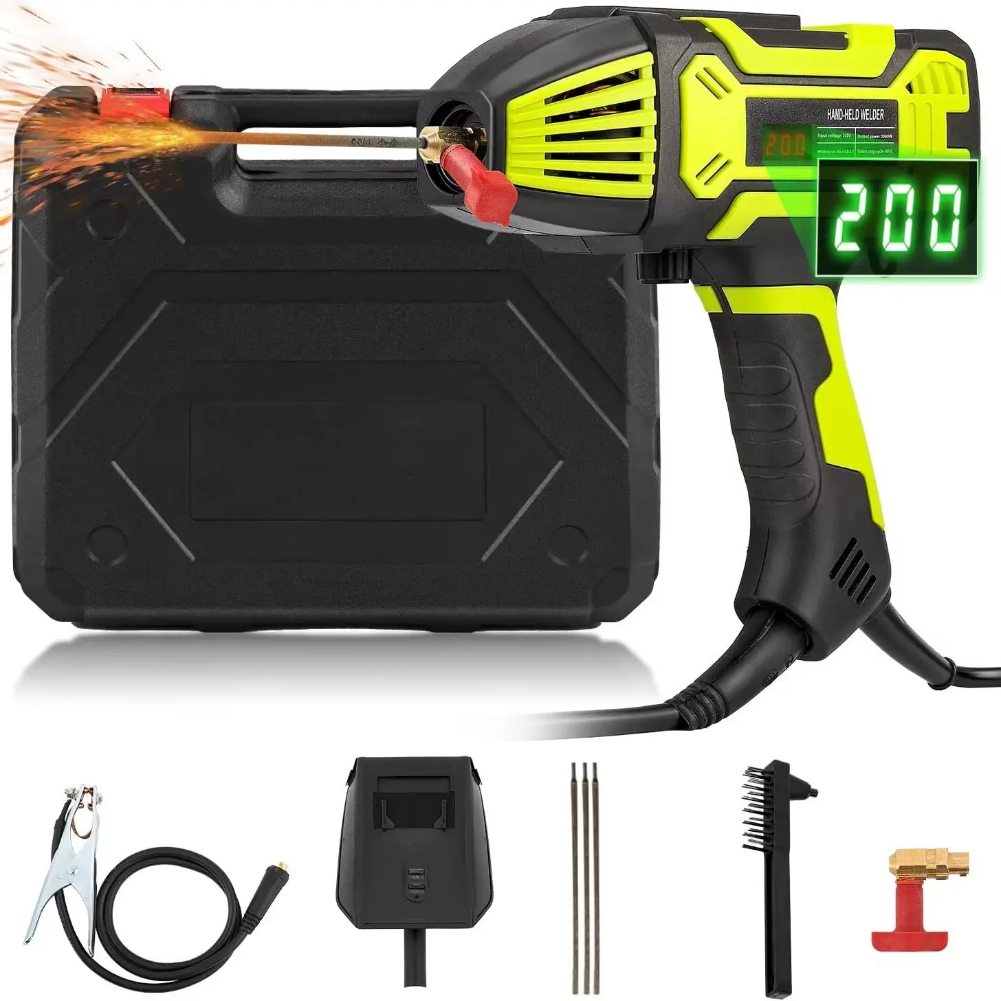 Spawarka ręczna 4600W 2-14mm 220V, domowa spawarka elektryczna ARC, przenośne automatyczne cyfrowe inteligentne narzędzie.