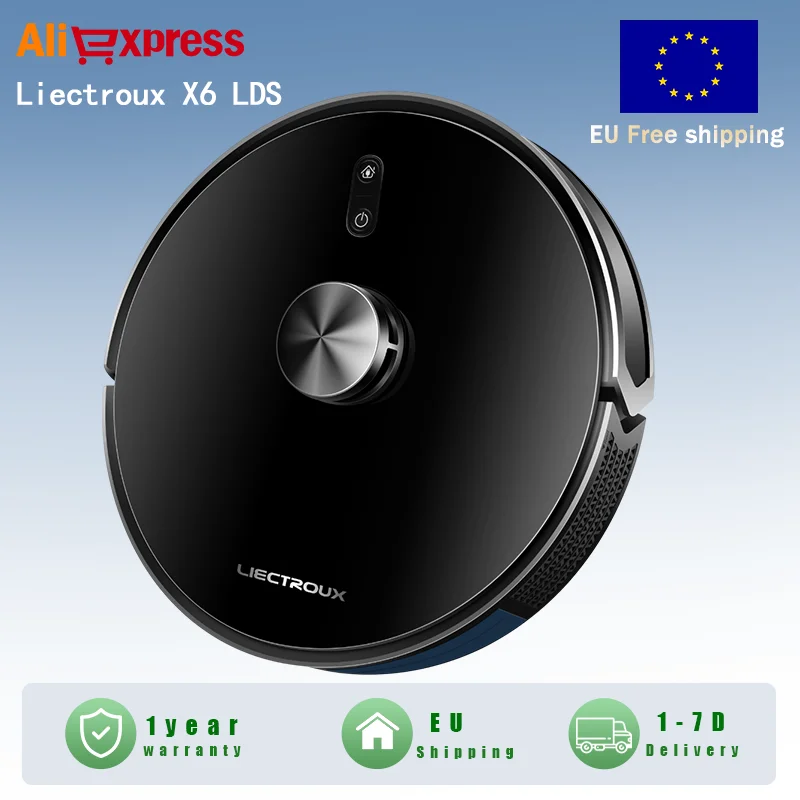 Liectroux X6 LDS Robot Sprzątający z Silnikiem Bezszczotkowym, Inteligentnym Mapowaniem, Ssaniem 6500 Pa, Połączeniem Wi-Fi, Odkurzacz i Mop 2w1