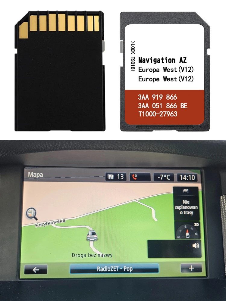 Aktualizacja mapy Europy Zachodniej do nawigacji RNS315 dla Volkswagen AZ V12, karta SD GPS 3AA051866BE, nawigacja satelitarna