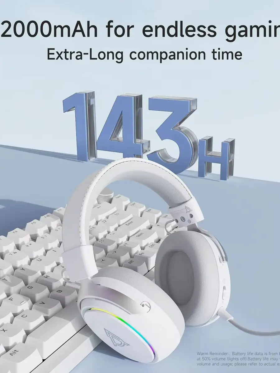 Bezprzewodowe słuchawki gamingowe Bluetooth AJAZZ AHM10 MAX z baterią 2000mAh, mikrofonem, wieloma dynamicznymi efektami oświetlenia RGB, redukcją szumów AI, efektem dźwięku przestrzennego 7.1 i