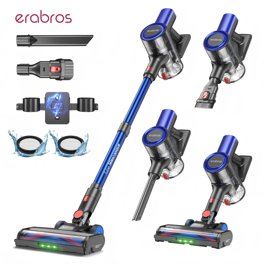 Odkurzacz bezprzewodowy Erabros EV2 450W 55Kpa, wysoka moc ssania, ręczny odkurzacz do inteligentnego domu, wyświetlacz LED, do podłóg i dywanów.
