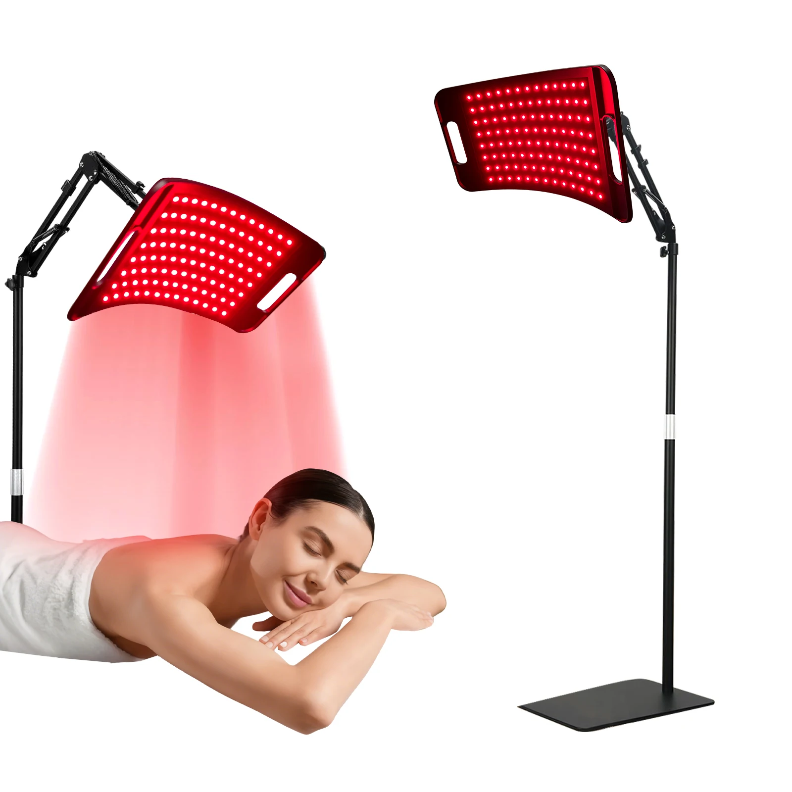Lampa do terapii czerwonym światłem do ciała, 660 i 850 nm, lampa do terapii światłem czerwonym i podczerwonym 2 w 1 z regulowanym stojakiem - do twarzy i ciała