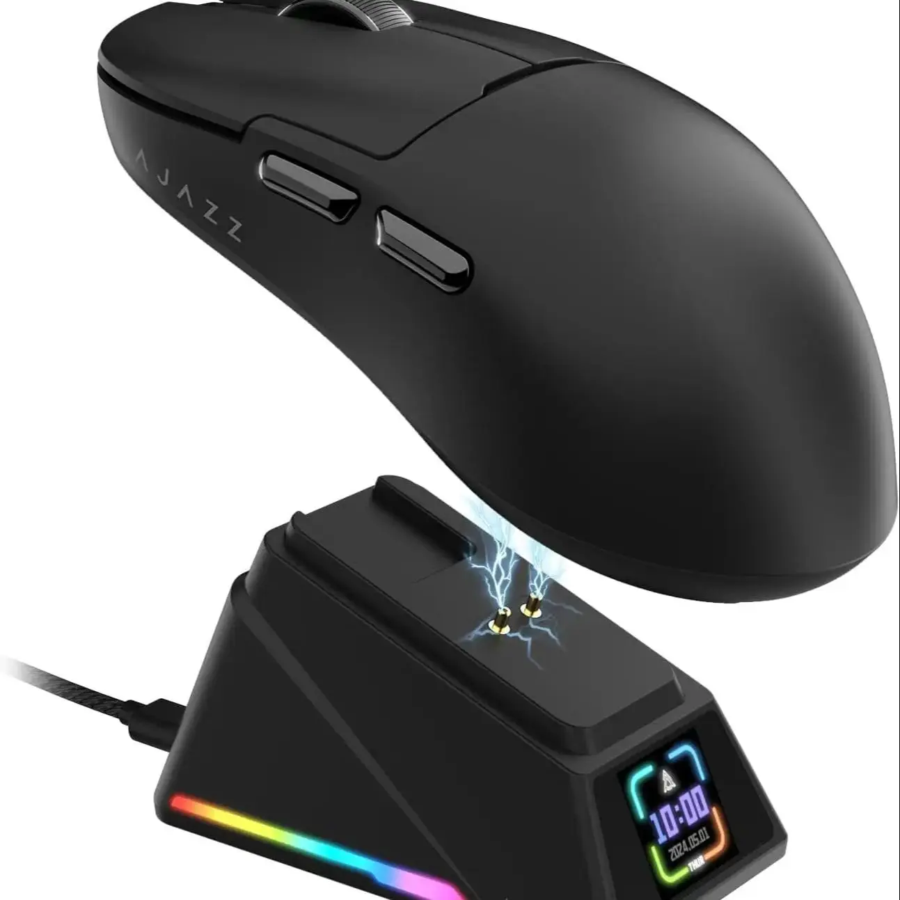 Ajazz AJ159 PRO/APEX Mysz Gamingowa 8000Hz Częstotliwość Reakcji Paw3950 Kolorowy Ekran Magnetyczna Podstawka AJ159P Do Biura i Gier