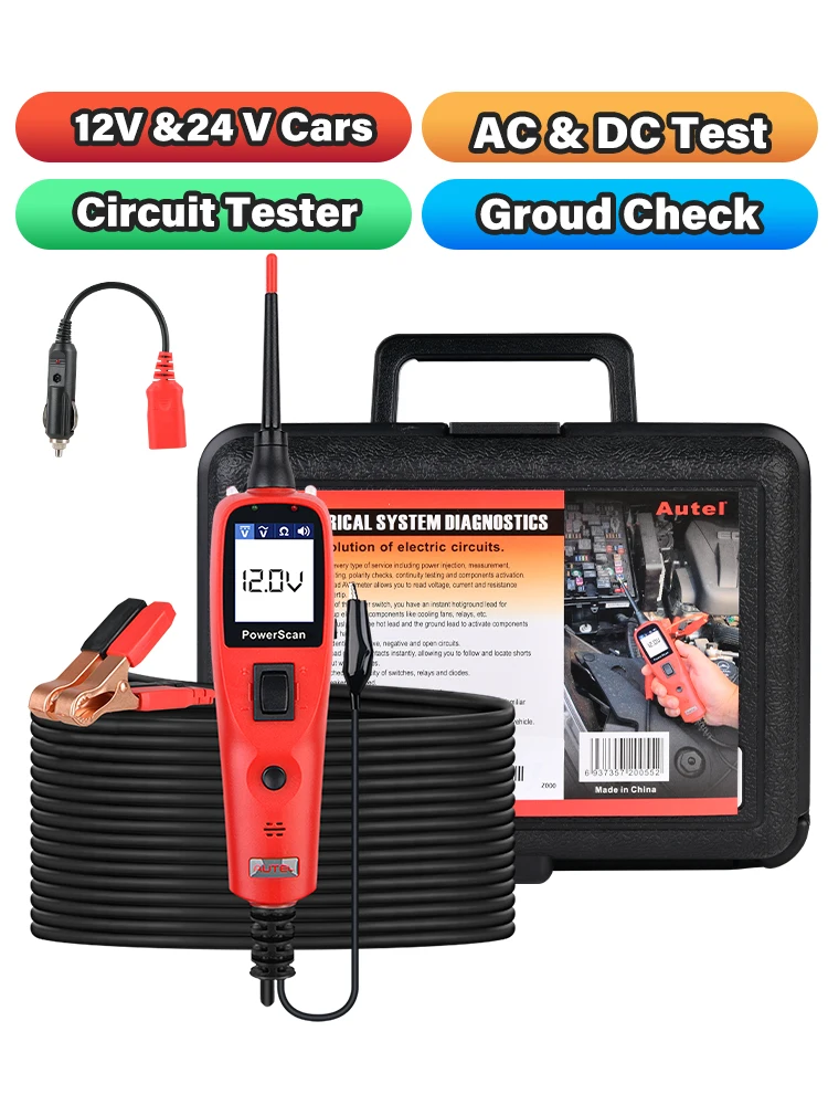 Autel PowerScan PS100 Auto Tester obwodów Narzędzie diagnostyczne AVOmeter Skaner samochodowy OBD2