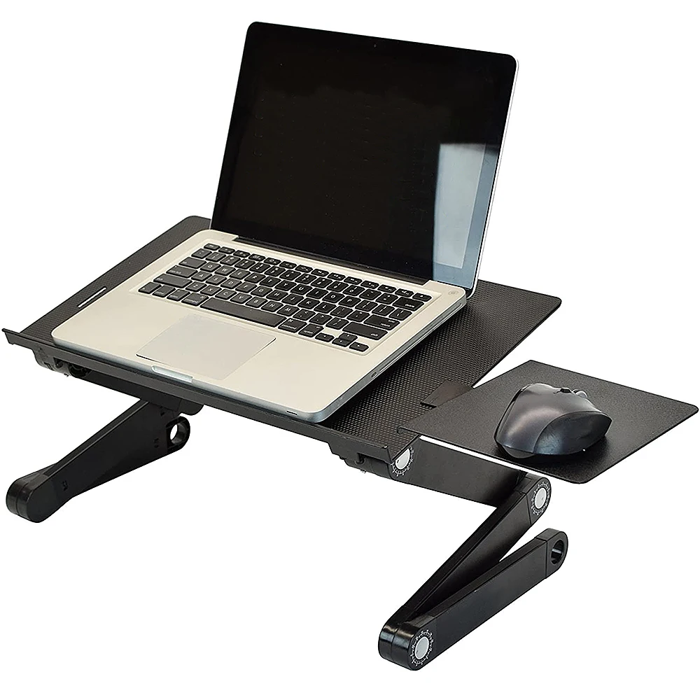 Stojak na komputer PC, tablet, składany, do łóżka, laptop, laptop, czarny, aluminiowy, regulowany