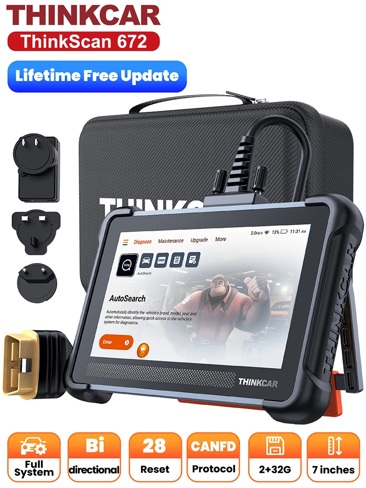 THINKCAR THINKSCAN 672 Skaner OBD2 CAN FD Narzędzie OBD2 Dwukierunkowe Sterowanie Pełna Diagnostyka Systemów 28 Resetów Darmowe na Cały Żivotność