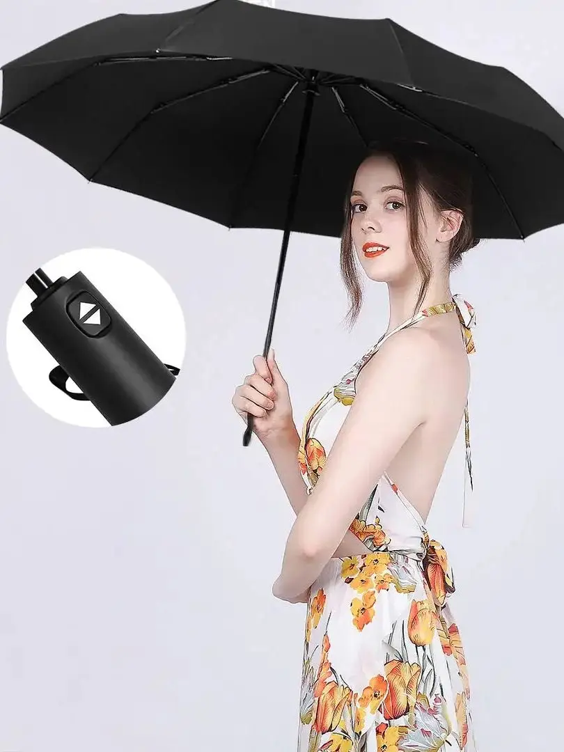 Parasol KONO Sturmfester 1/2/3 sztuki - Automatyczny, damski, męski, wiatroodporny i kompaktowy parasol kieszonkowy, czarny