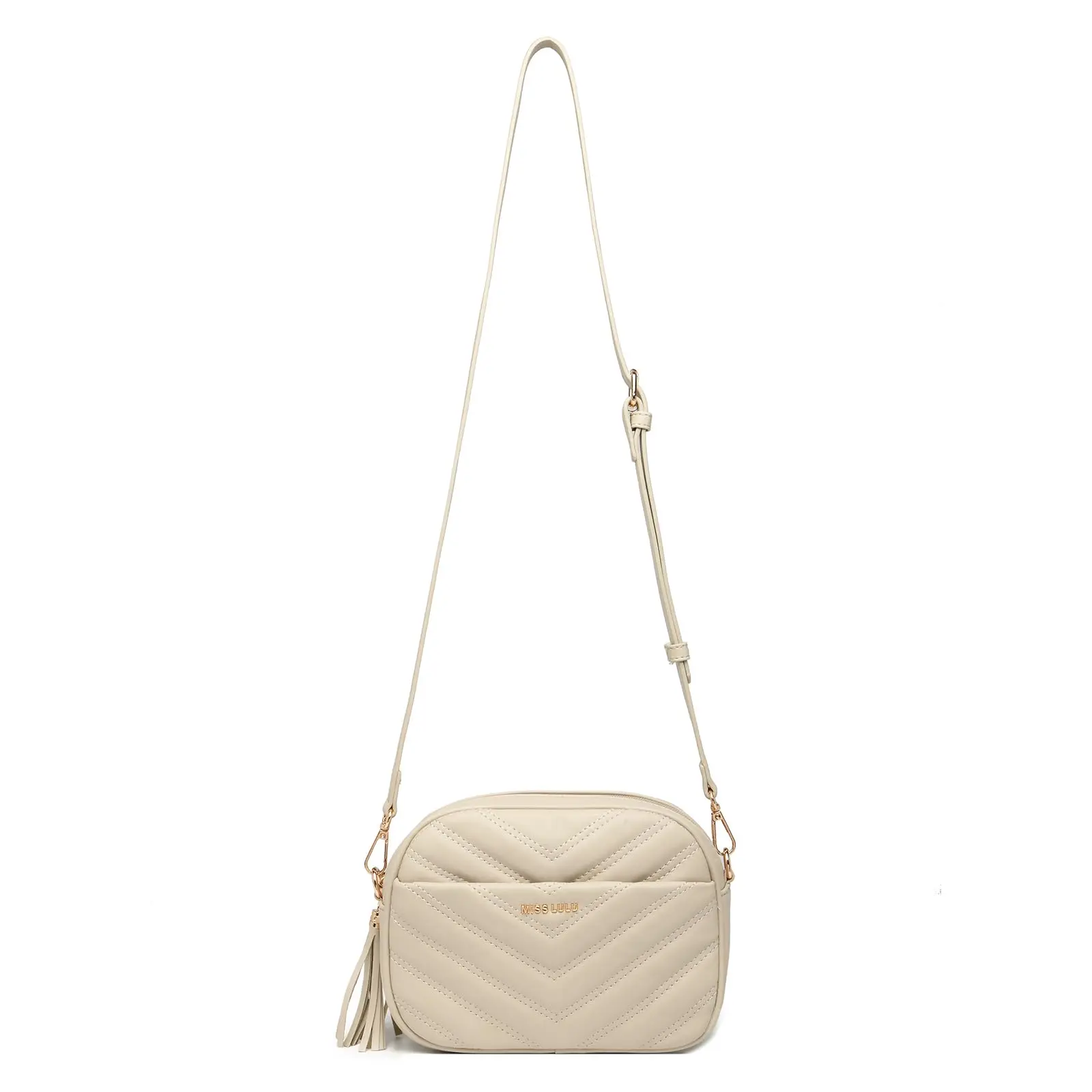Miss Lulu damska torebka na ramię z frędzlami mała torebka Crossbody elegancka złoty sprzęt torebka dla kobiet