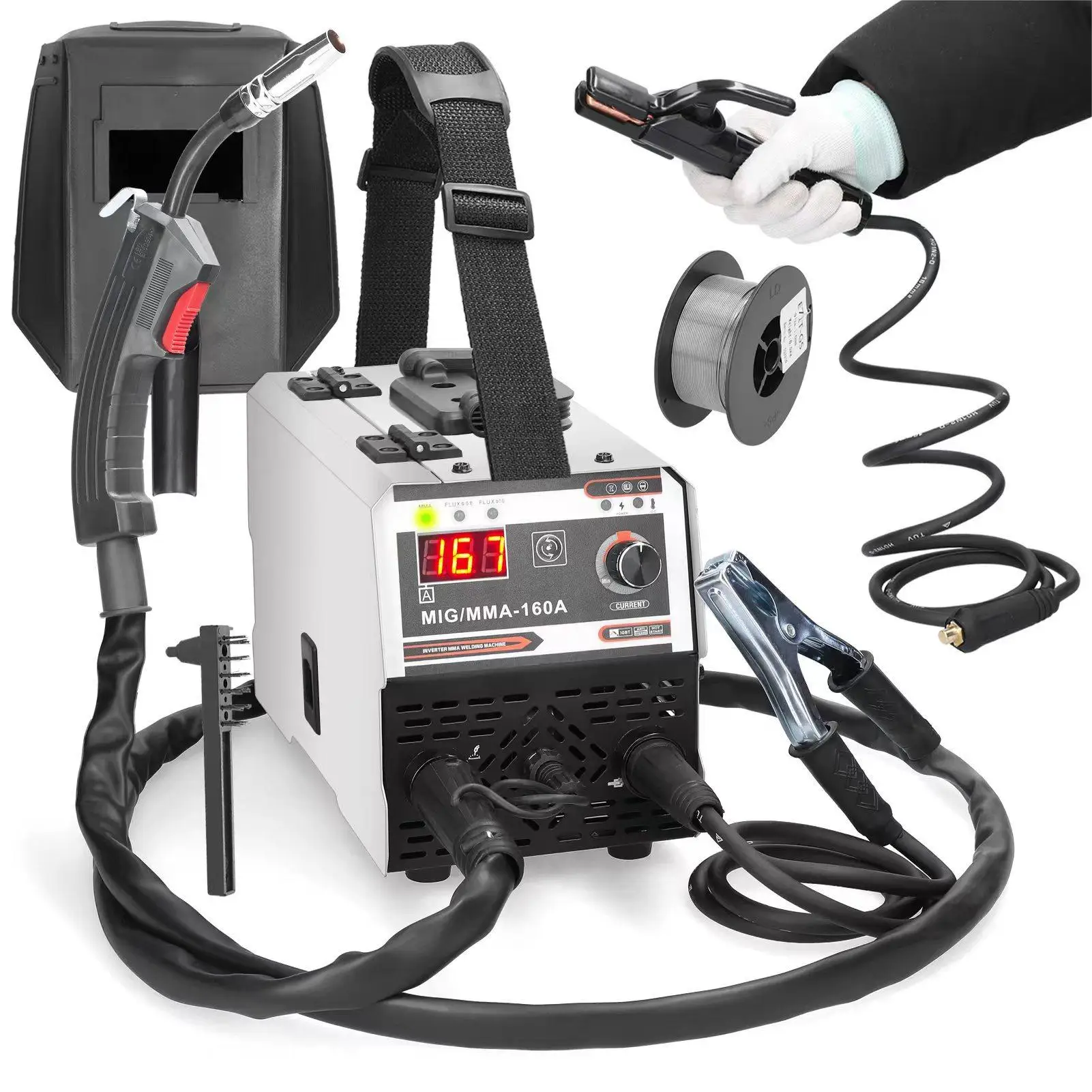 Spawarka 2 w 1 MIG MMA IGBT DC Inverter Automatyczna Podawanie Drutu Spawanie Kontaktowe Spawarka Łukowa Bez Gazu i Gazem Ochronnym