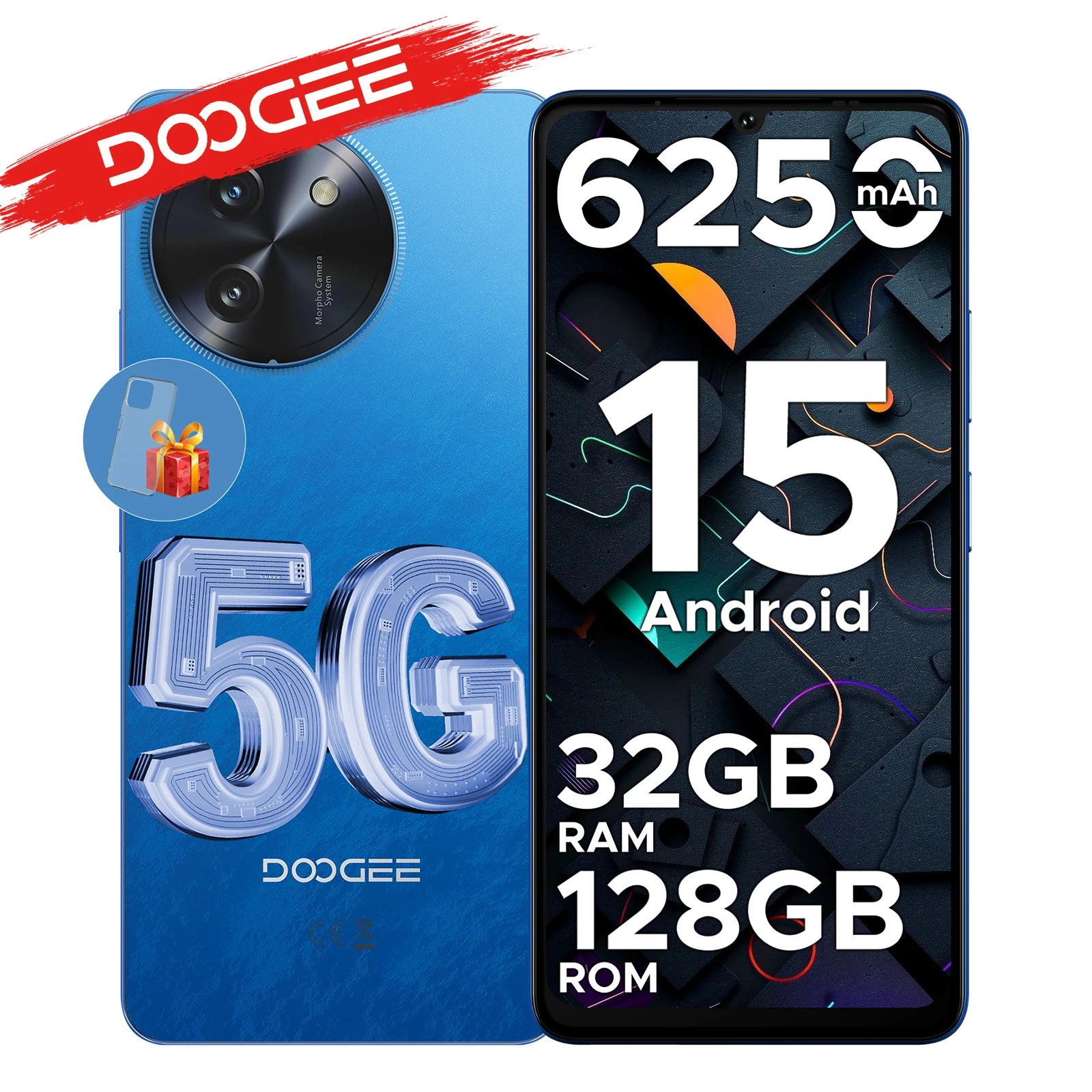 Smartfon DOOGEE Note 59 5G, 120Hz, 32 GB RAM (8 + 24), 128 GB ROM, bateria o dużej pojemności 6250 mAh, Android 15, telefon z NFC. 8 Go Go Black