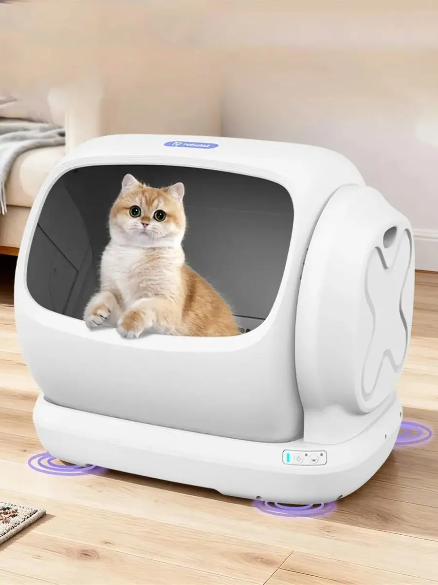 Inteligentna automatyczna kuweta dla kota 106L, półotwarta konstrukcja z funkcją samooczyszczania, ultra cicha, dwuwarstwowa silikonowa mata, łatwe czyszczenie, C42 BIAŁY