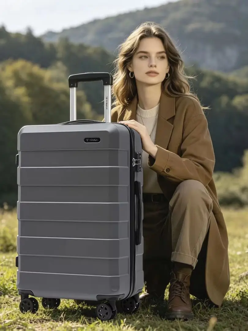 YONSLY Premium Walizka Twarda 20 24 28 Cali z Zamkiem TSA, Zamkiem Błyskawicznym YKK, Obrotowa o 360° ° Ciche kółka, siatkowa przegroda, lekka walizka podróżna na podróże służbowe i wakacje.
