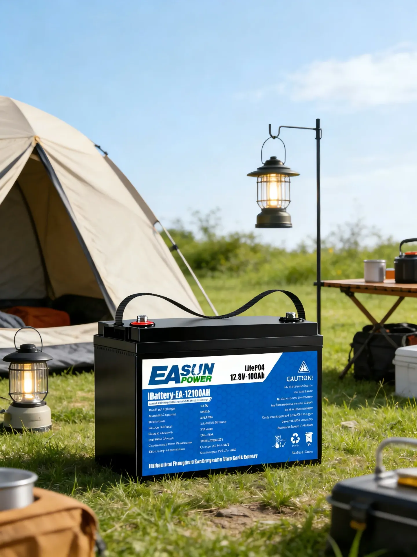 EASUN POWER 12V 24V 100AH Akumulator LiFePo4 6000+ cykli głębokich z ochroną BMS, ogniwa klasy A, dostępne w UE, bez podatku, do kamperów, solarnych systemów, łodzi.