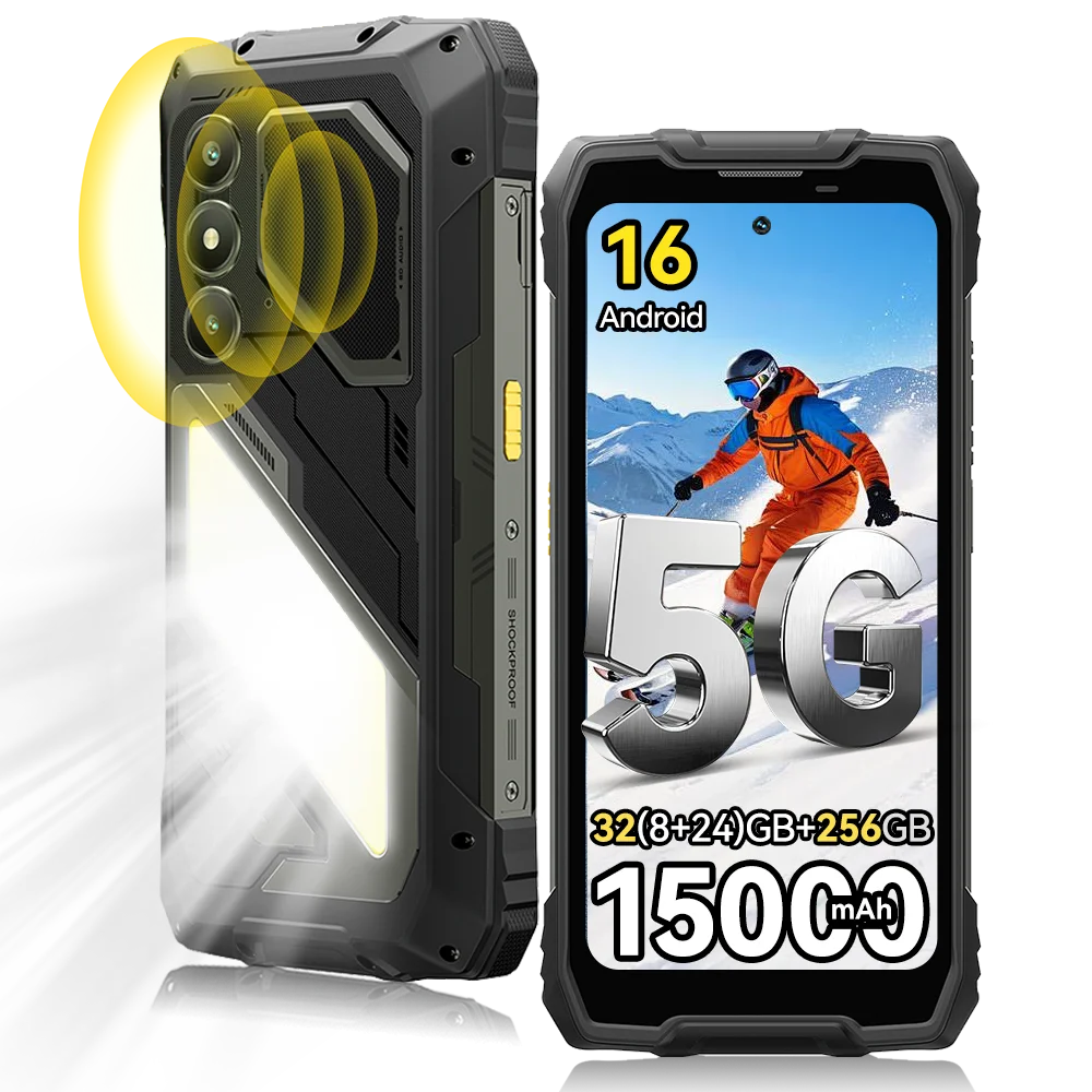 Wytrzymały smartfon 5G AI Blackview OSCAL PILOT 5, 32 GB (8+24) + 256 GB, UNISOC T8100, 6,67-calowy wyświetlacz 2.4K 120 Hz, bateria 15000 mAh, ładowanie 33 W, NFC, wyświetlacz IPS o rozdzielczości