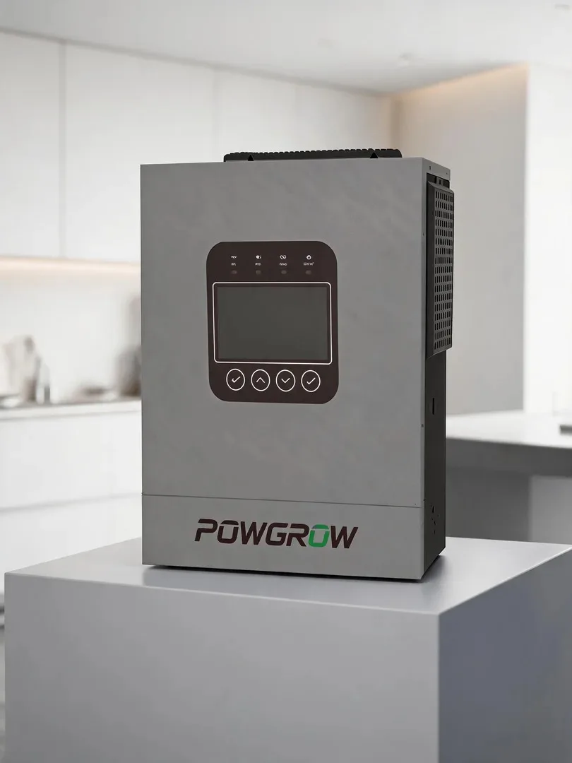POWGROW 6.5KW Hybrydowy Inwerter Solarny MPPT Ładowanie 60V-500V Czysta Sinusoida 220VAC 120A Kontroler Inwertera Solarnego MPPT z Wifi