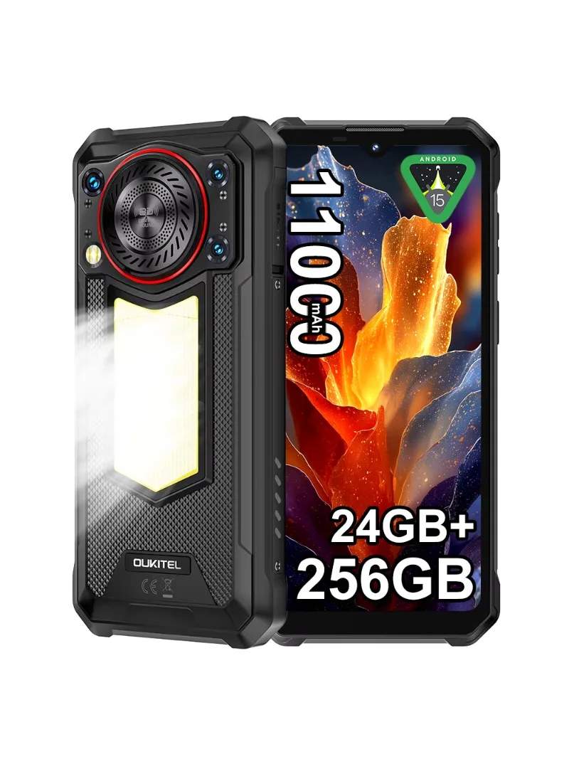 OUKITEL Wytrzymały smartfon z Androidem 15 WP53 PRO 24GB(8+16) +256GB 11000mAh 50MP Latarka kempingowa głośnik 6.52