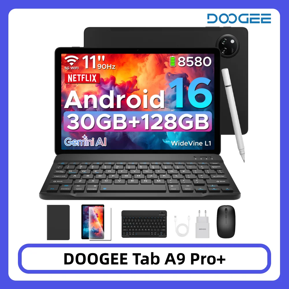 DOOGEE Tab A9 Pro+ 30GB 128GB 11-calowy wyświetlacz HD Bateria 8580mAh Unisoc T7200 Podwójne głośniki 13MP+5MP Android 15 Pad PC