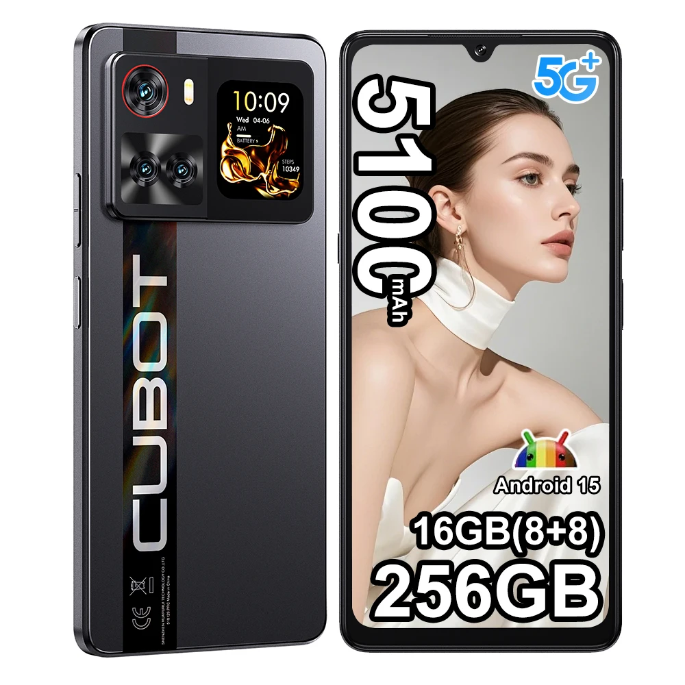 Cubot X100 Android 15 Dimensity 7025 5G Smartfon 6.88 cala 120Hz, 16GB (8+8) RAM 256GB ROM Aparat 64MP Bateria 5100mAh Ładowanie 33W NFC Telefon komórkowy