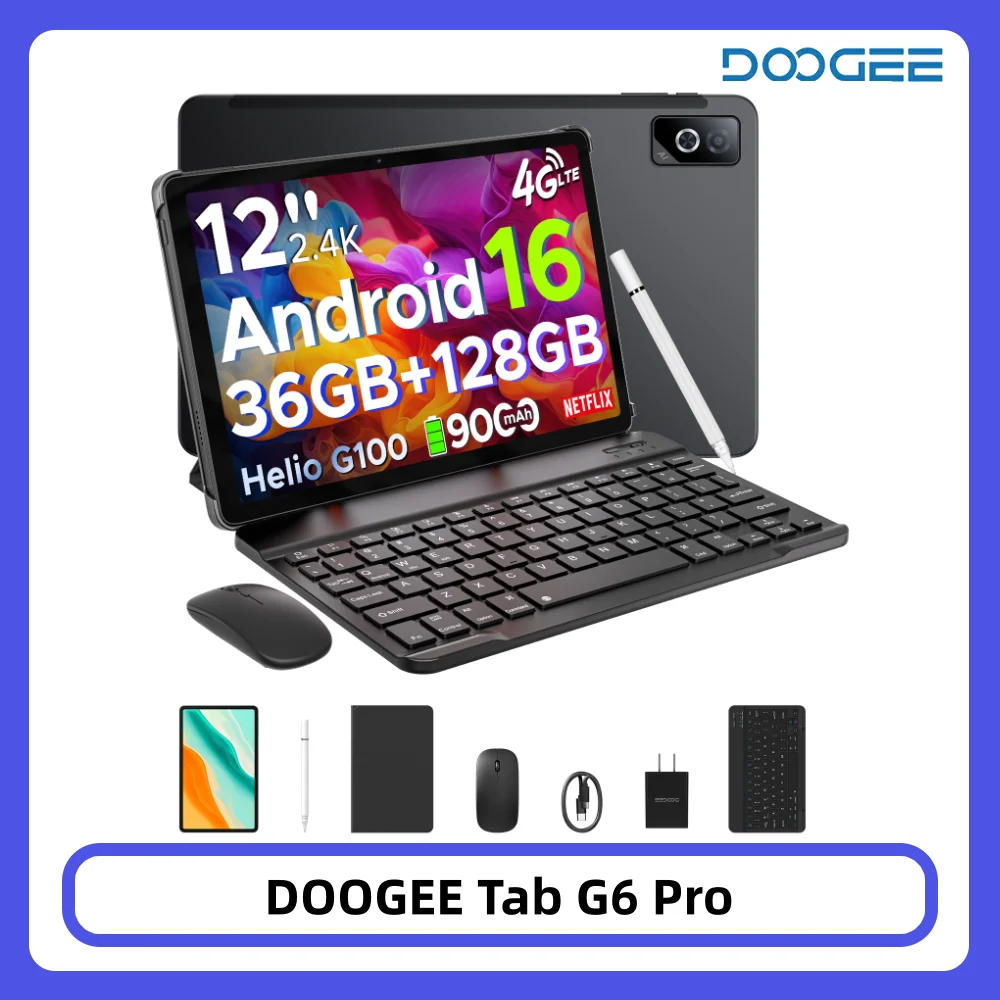 DOOGEE Tab G6 Pro 2 w 1 Tablet PC Android 16 36GB 128GB Gemini AI 12