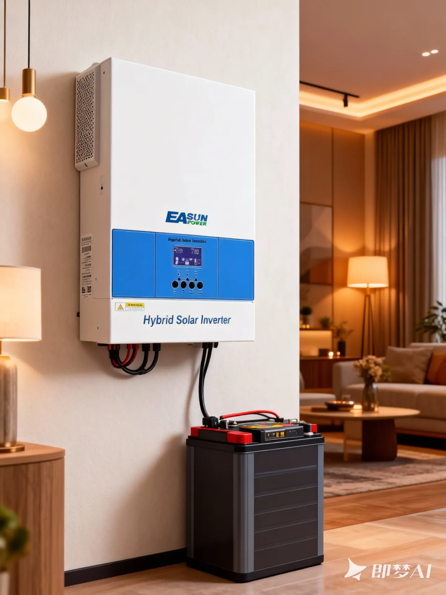 EASUN 6.5KW Inwerter Solarny Sieciowy 9000W-MPPT 120A 500VDC Wejście PV 220VAC 48VDC Czysta Sinusoida Hybrydowy z WiFi i BMS do Połączenia Równoległego