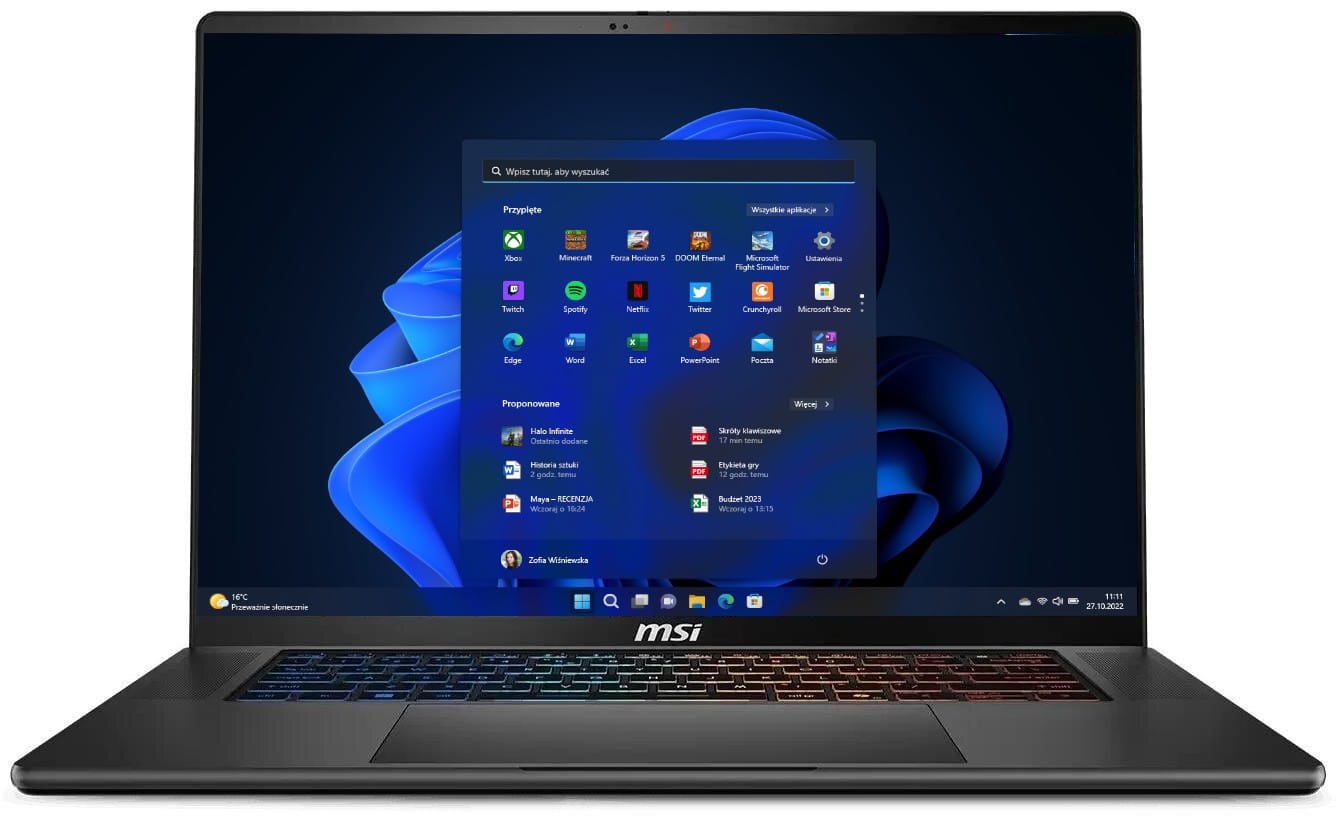 MSI Stealth 16 AI+ B3WGX-044PL Intel Core 9 386H 16'' 16GB 1TB W11P RTX 5070