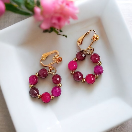 Kolekcja WIANKI : urocze klipsy : fuchsia