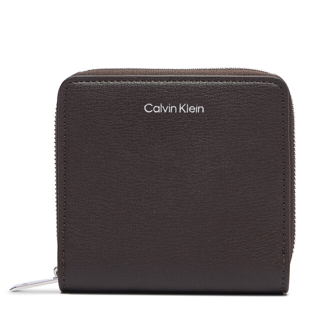 Portfel Calvin Klein Foil Logo Medium Zip Around LV04F1120G Brązowy ciemny